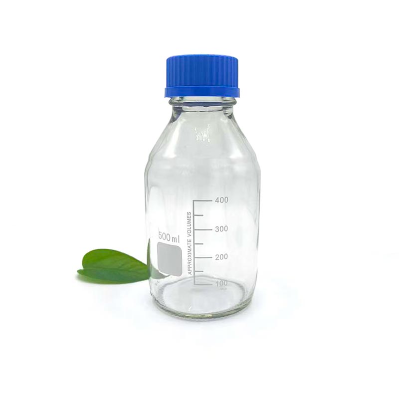 Frasco de reagente de vidro transparente de 500ml Frasco de reagente de vidro transparente de 500ml